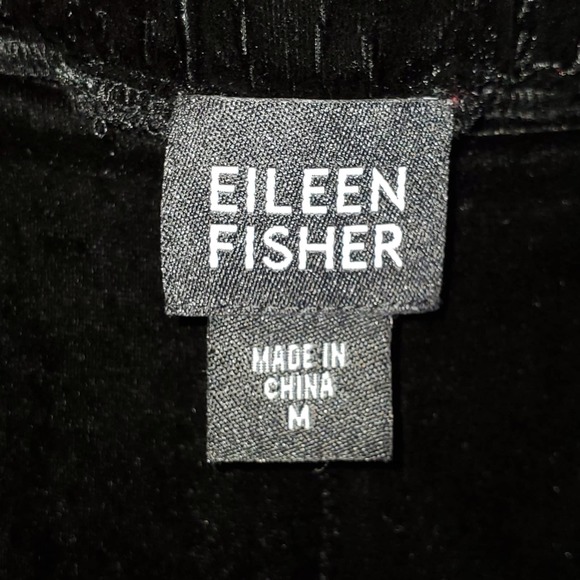 EILEEN FISHER Black Velvet Straight Leg Loungewear Pull On Pants Sz Medium M - Picture 5 of 6